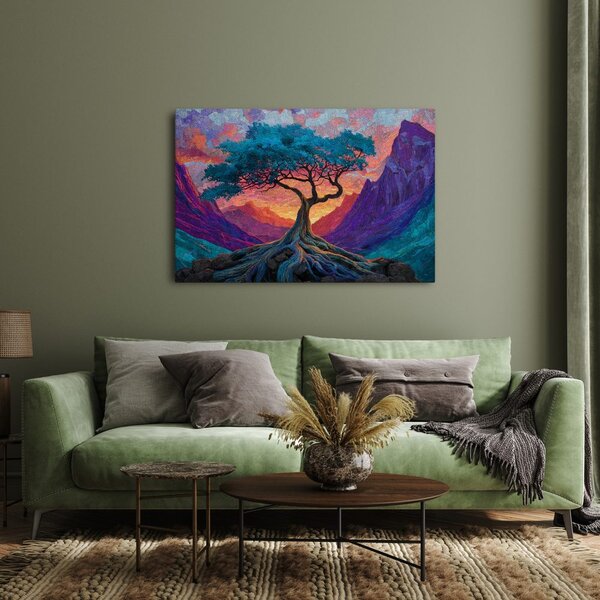 Quadro su tela – Albero della vita in montagna