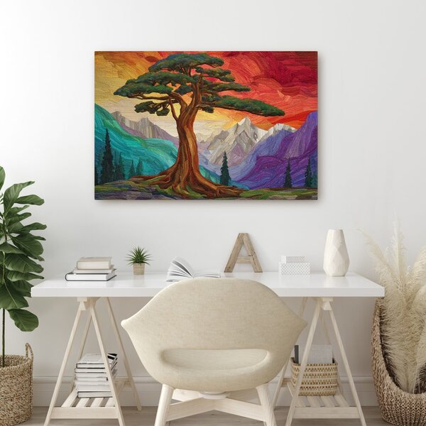 Quadro su tela – Splendido albero della vita in montagna