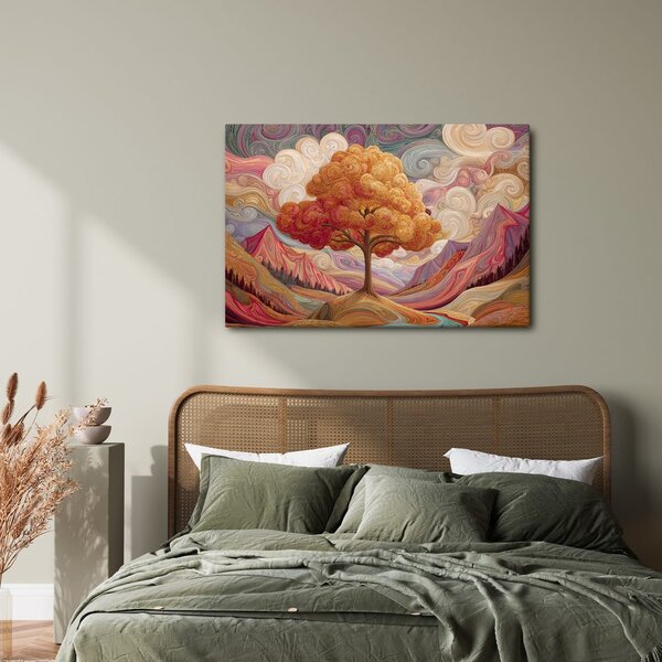 Quadro su tela – Albero della vita autunnale in montagna