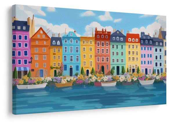 Quadro su tela – Case colorate lungo il fiume