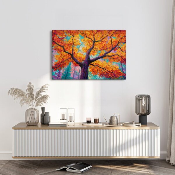 Quadro su tela – Albero della vita colorato in autunno