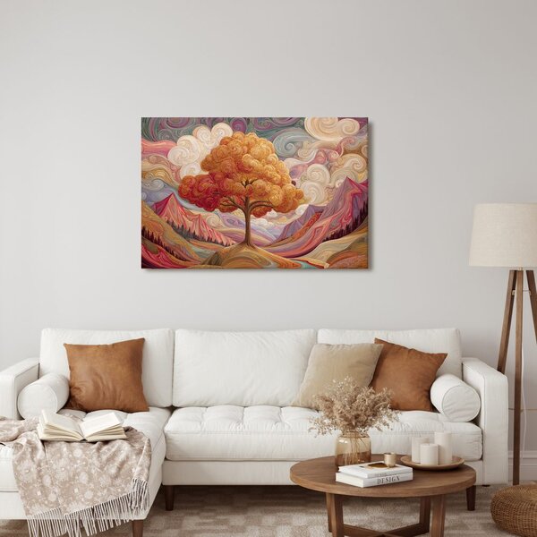 Quadro su tela – Albero della vita autunnale in montagna