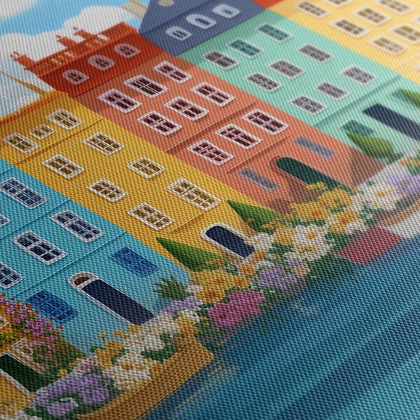 Quadro su tela – Fiume romantico e case