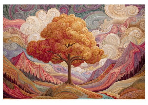 Quadro su tela – Albero della vita autunnale in montagna