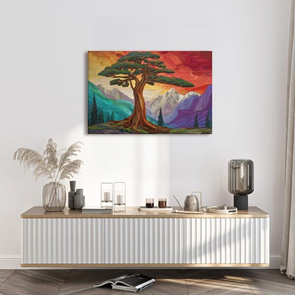 Quadro su tela – Splendido albero della vita in montagna