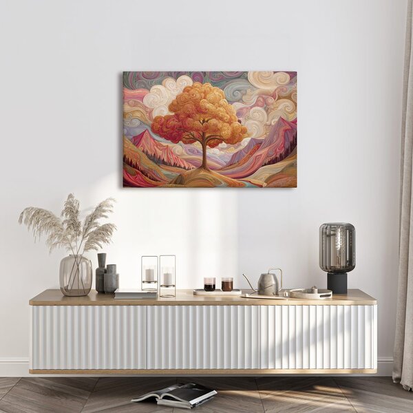 Quadro su tela – Albero della vita autunnale in montagna
