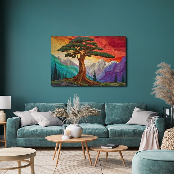 Quadro su tela – Splendido albero della vita in montagna