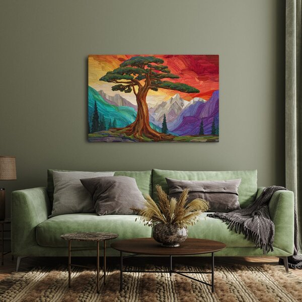 Quadro su tela – Splendido albero della vita in montagna