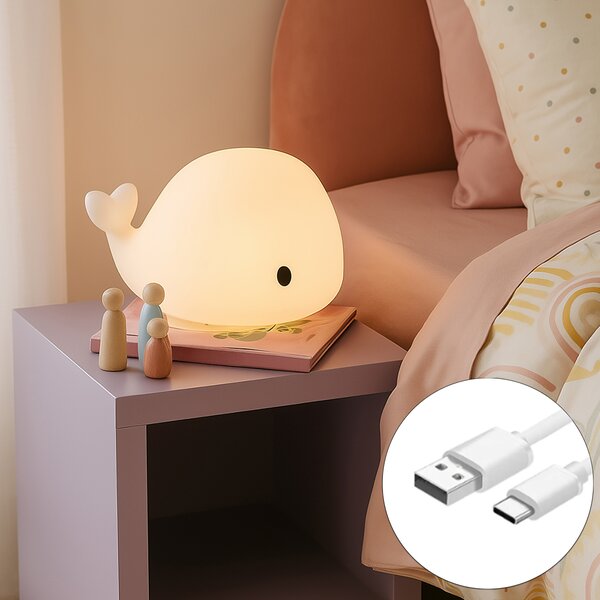 Lampada da tavolo bianca 30 cm con LED dimmerabile IP54 ricaricabile - Baby Whale