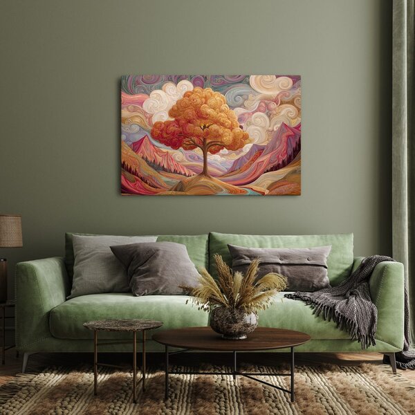Quadro su tela – Albero della vita autunnale in montagna