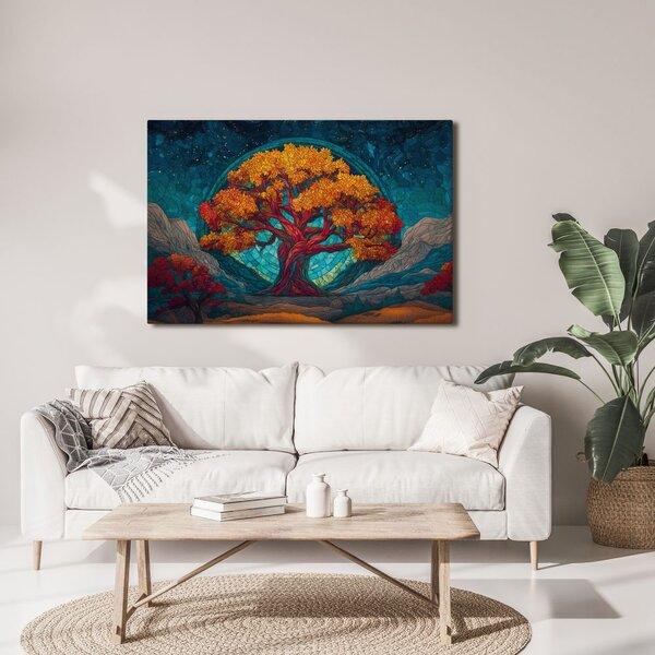 Quadro su tela – Maestoso albero della vita in montagna