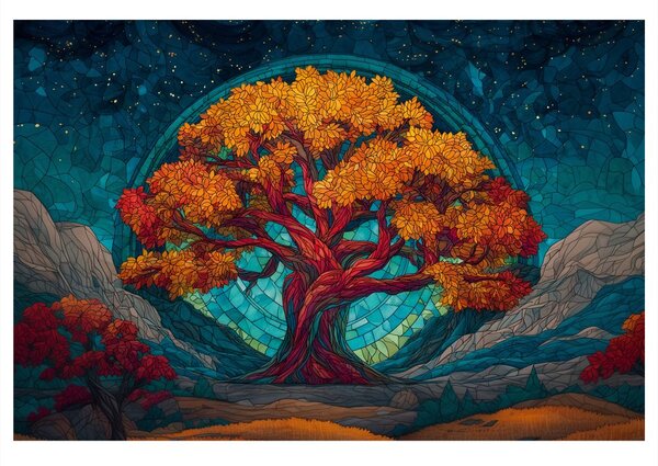 Quadro su tela – Maestoso albero della vita in montagna