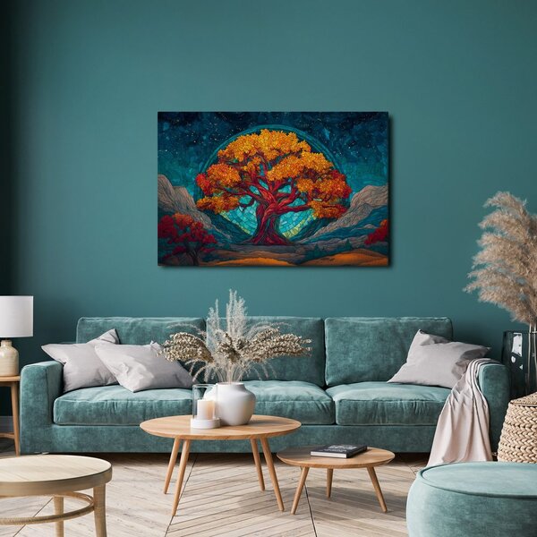 Quadro su tela – Maestoso albero della vita in montagna