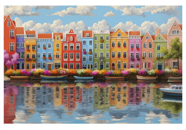 Quadro su tela – Case colorate lungo il canale
