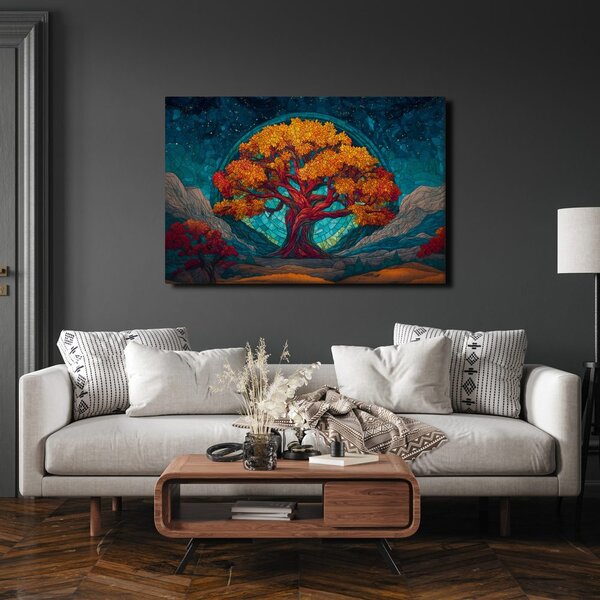 Quadro su tela – Maestoso albero della vita in montagna