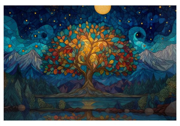 Quadro su tela – Albero della vita sotto le stelle
