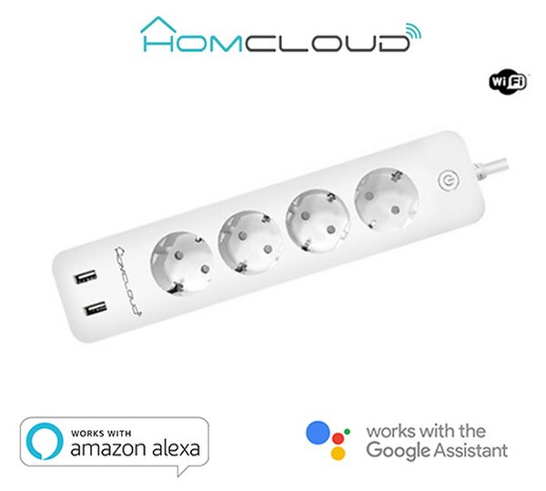 Homcloud EPS16A4 Ciabatta multipresa Smart 4 posti con cavo da 1,8m – 4 Prese Schuko + 2 USB WiFi