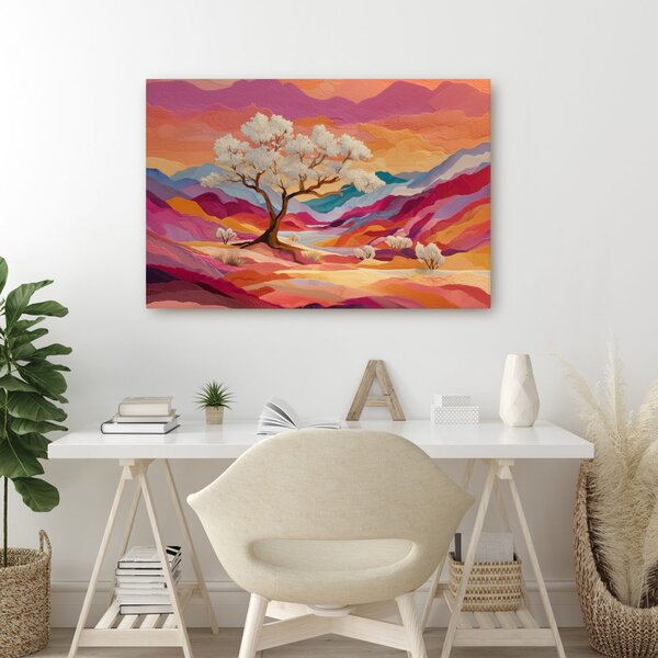 Quadro su tela – Paesaggio autunnale e albero della vita