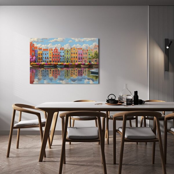 Quadro su tela – Case colorate lungo il canale