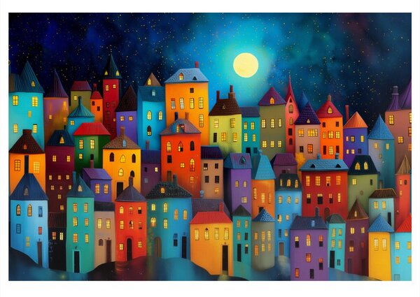 Quadro su tela – Notte magica sulla città