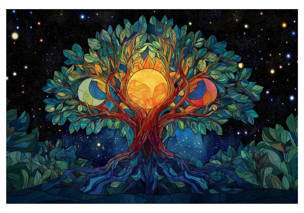 Quadro su tela – Albero della vita sotto le stelle