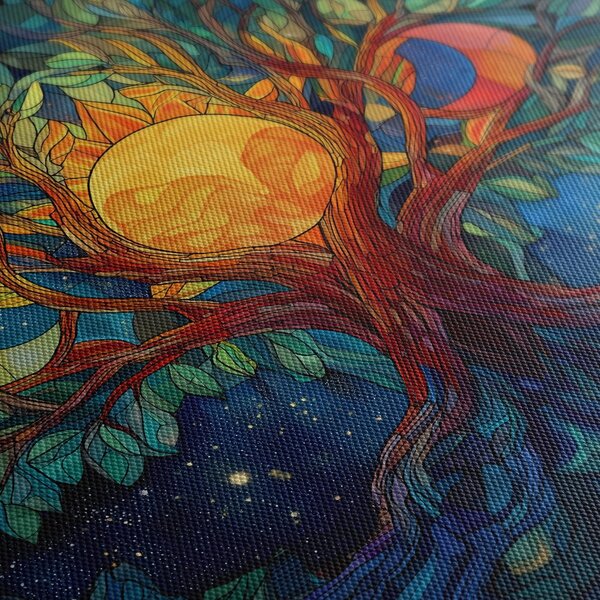 Quadro su tela – Albero della vita mistico con luna