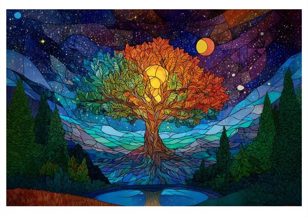 Quadro su tela – Albero della vita sotto le stelle