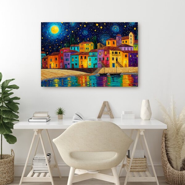 Quadro su tela – Notte colorata sulla città