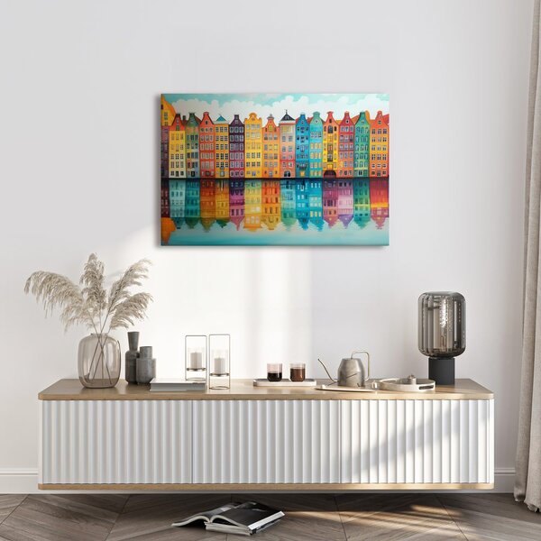 Quadro su tela – Case colorate sul canale
