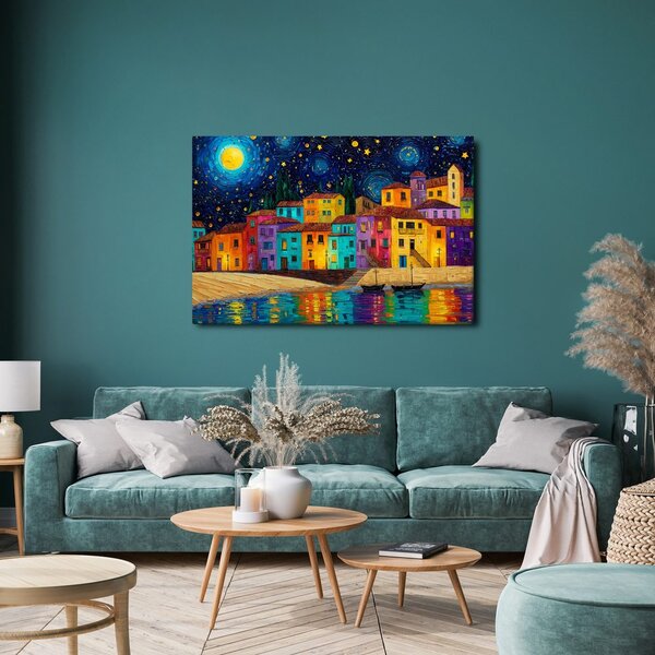 Quadro su tela – Notte colorata sulla città