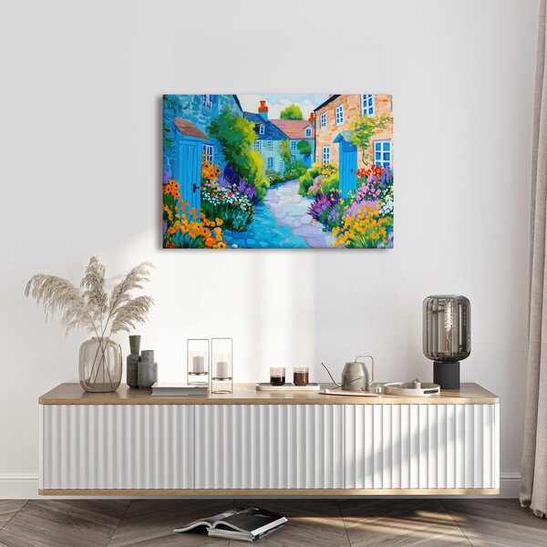Quadro su tela – Vicolo estivo pieno di fiori