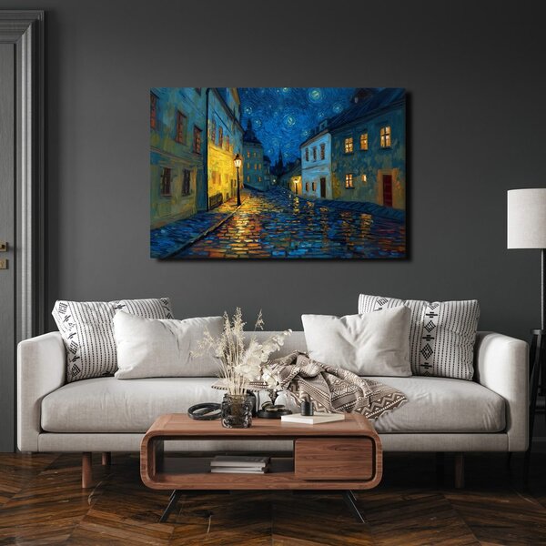 Quadro su tela – Strada notturna magica