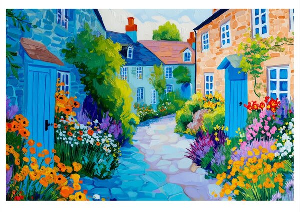 Quadro su tela – Vicolo estivo pieno di fiori