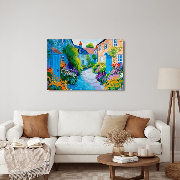 Quadro su tela – Vicolo estivo pieno di fiori