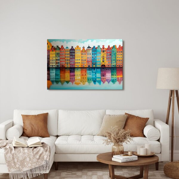Quadro su tela – Case colorate sul canale
