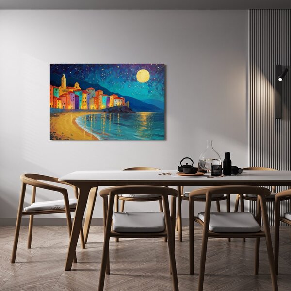 Quadro su tela – Città notturna sul mare
