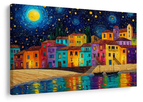 Quadro su tela – Notte colorata sulla città