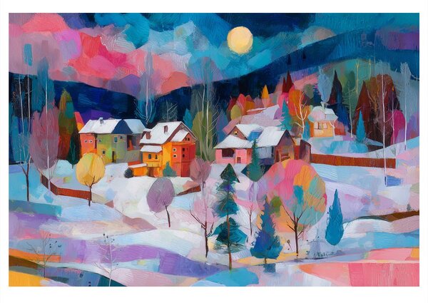 Quadro su tela – Fiaba invernale in montagna