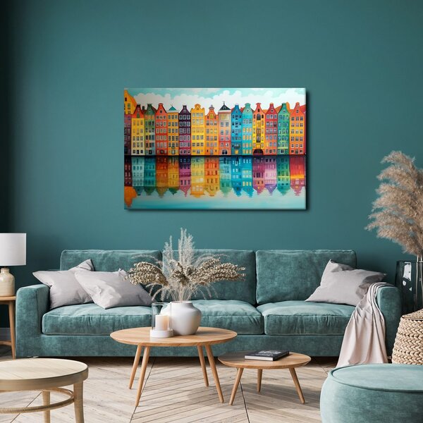 Quadro su tela – Case colorate sul canale