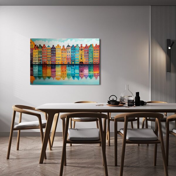 Quadro su tela – Case colorate sul canale