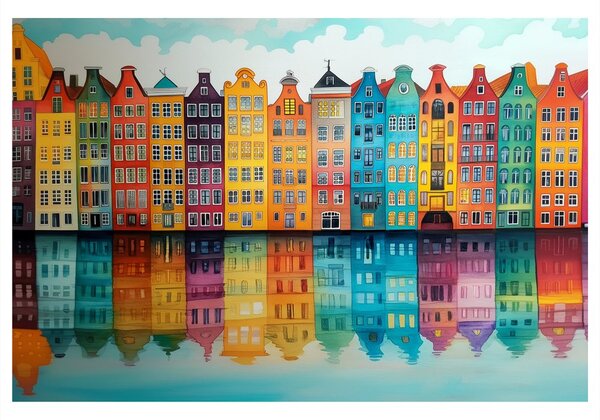 Quadro su tela – Case colorate sul canale