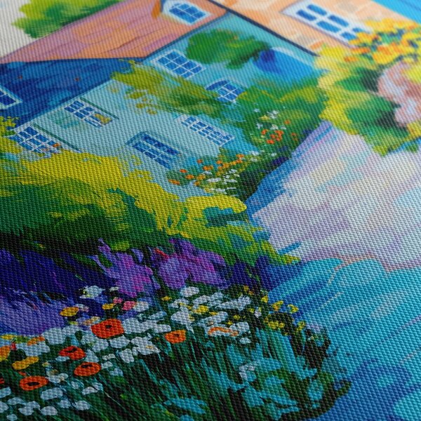Quadro su tela – Giardino colorato nel vicolo