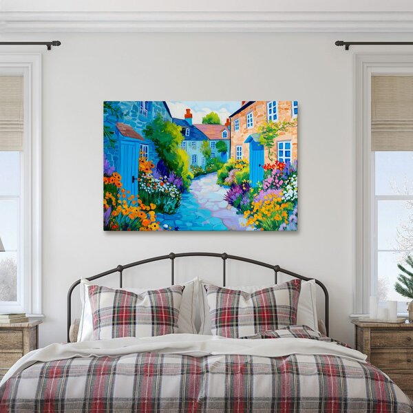 Quadro su tela – Vicolo estivo pieno di fiori