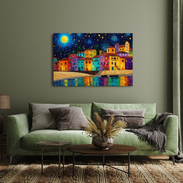 Quadro su tela – Notte colorata sulla città