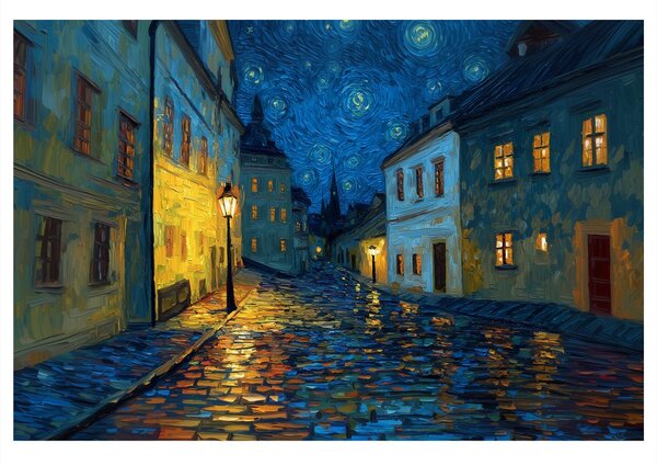 Quadro su tela – Strada notturna magica