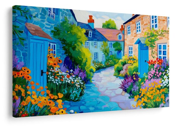 Quadro su tela – Vicolo estivo pieno di fiori