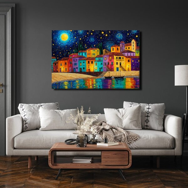 Quadro su tela – Notte colorata sulla città