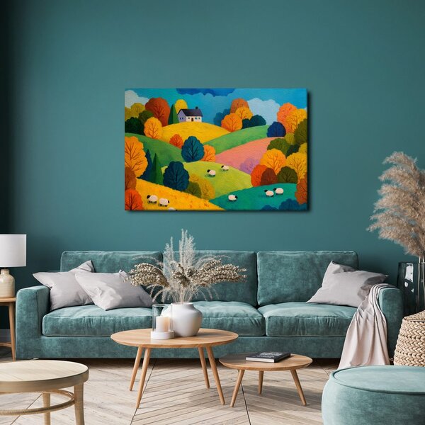 Quadro su tela – Paesaggio autunnale con pecore