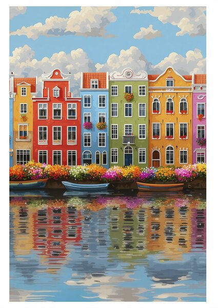 Quadro su tela – Fascino urbano sull'acqua