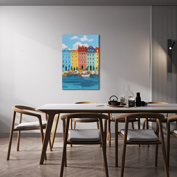 Quadro su tela – Città pastello con barche